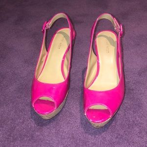 Neon Pink Nine West Wedges